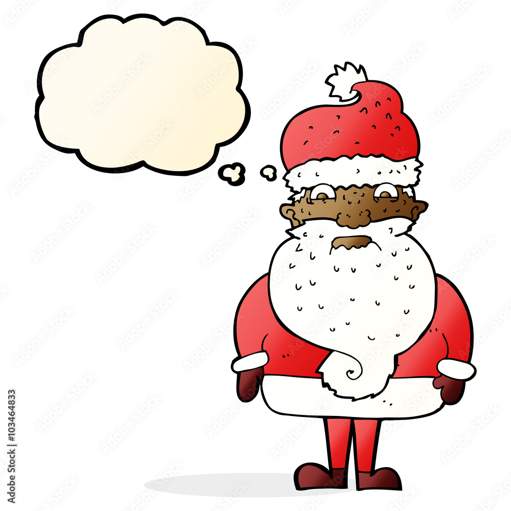cartoon grumpy santa claus with thought bubble cartoon grumpy santa claus with thought bubble