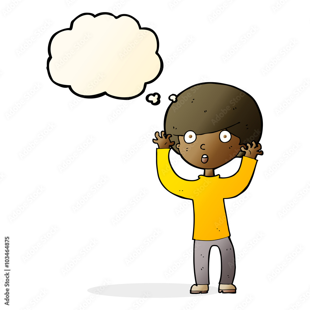cartoon startled boy with thought bubble cartoon startled boy with thought bubble