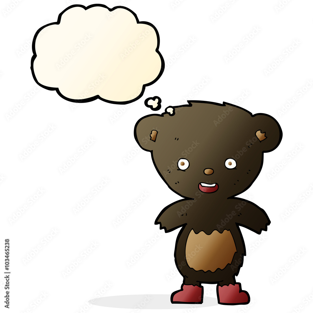 cartoon black bear cub with thought bubble cartoon black bear cub with thought bubble