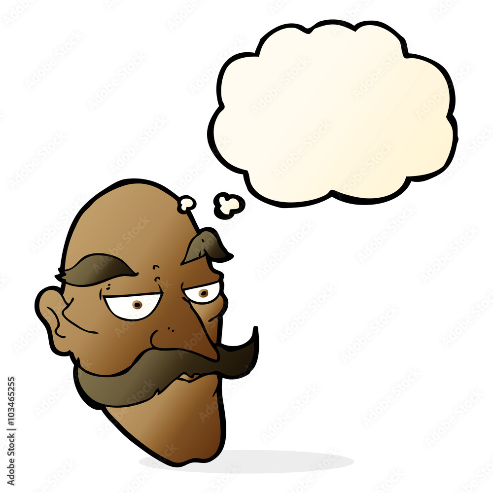 cartoon old man face with thought bubble cartoon old man face with thought bubble