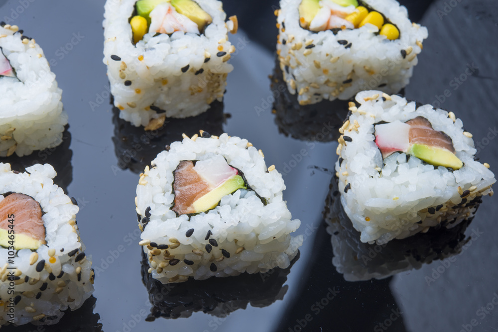 Sushi set isolated on black background Sushi set isolated on black background