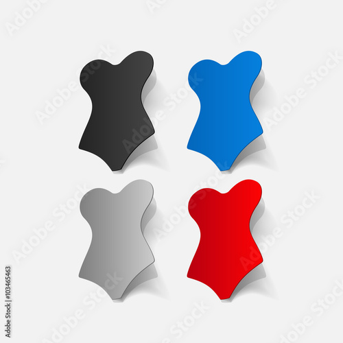Realistic paper sticker: swimsuit