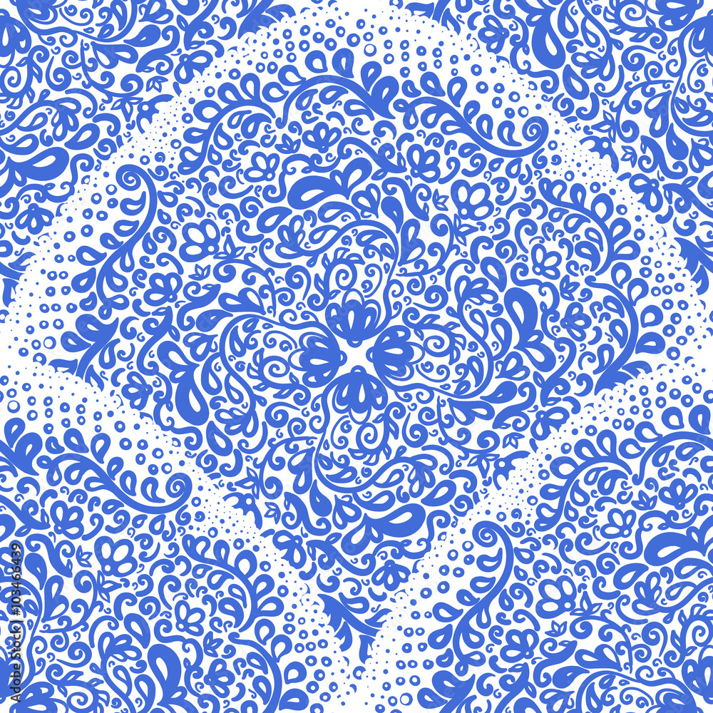 Bohemian Art Deco ornaments in blue and white colors. Bohemian Art Deco ornaments in blue and white colors.