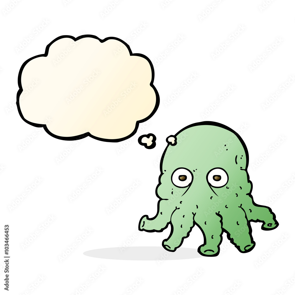 cartoon alien squid face with thought bubble cartoon alien squid face with thought bubble