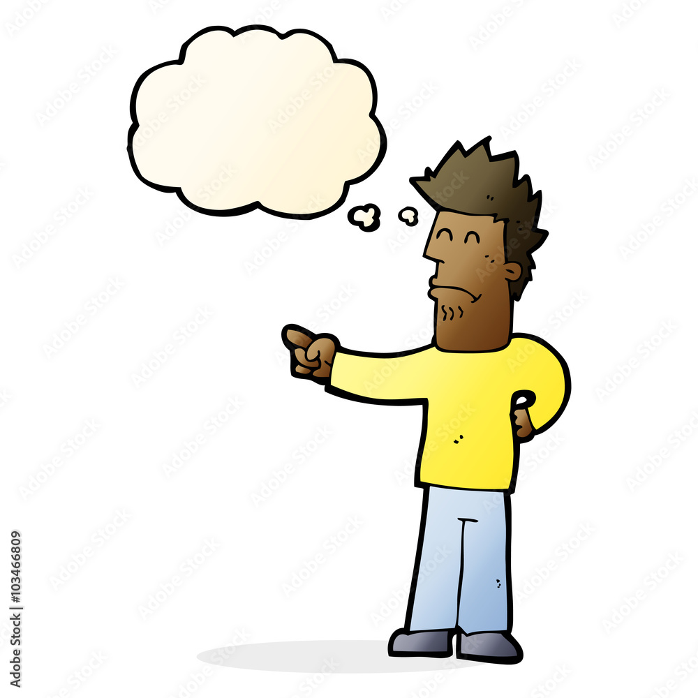 cartoon man pointing with thought bubble cartoon man pointing with thought bubble