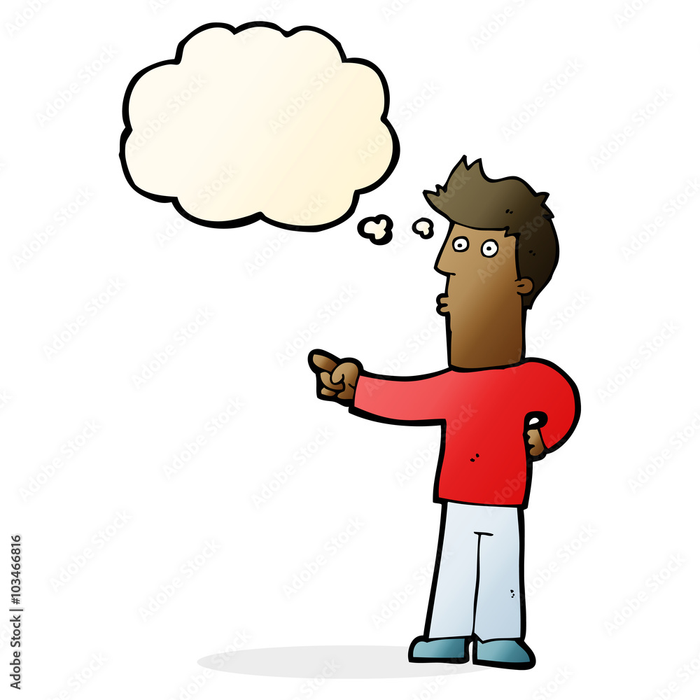 cartoon man pointing with thought bubble cartoon man pointing with thought bubble