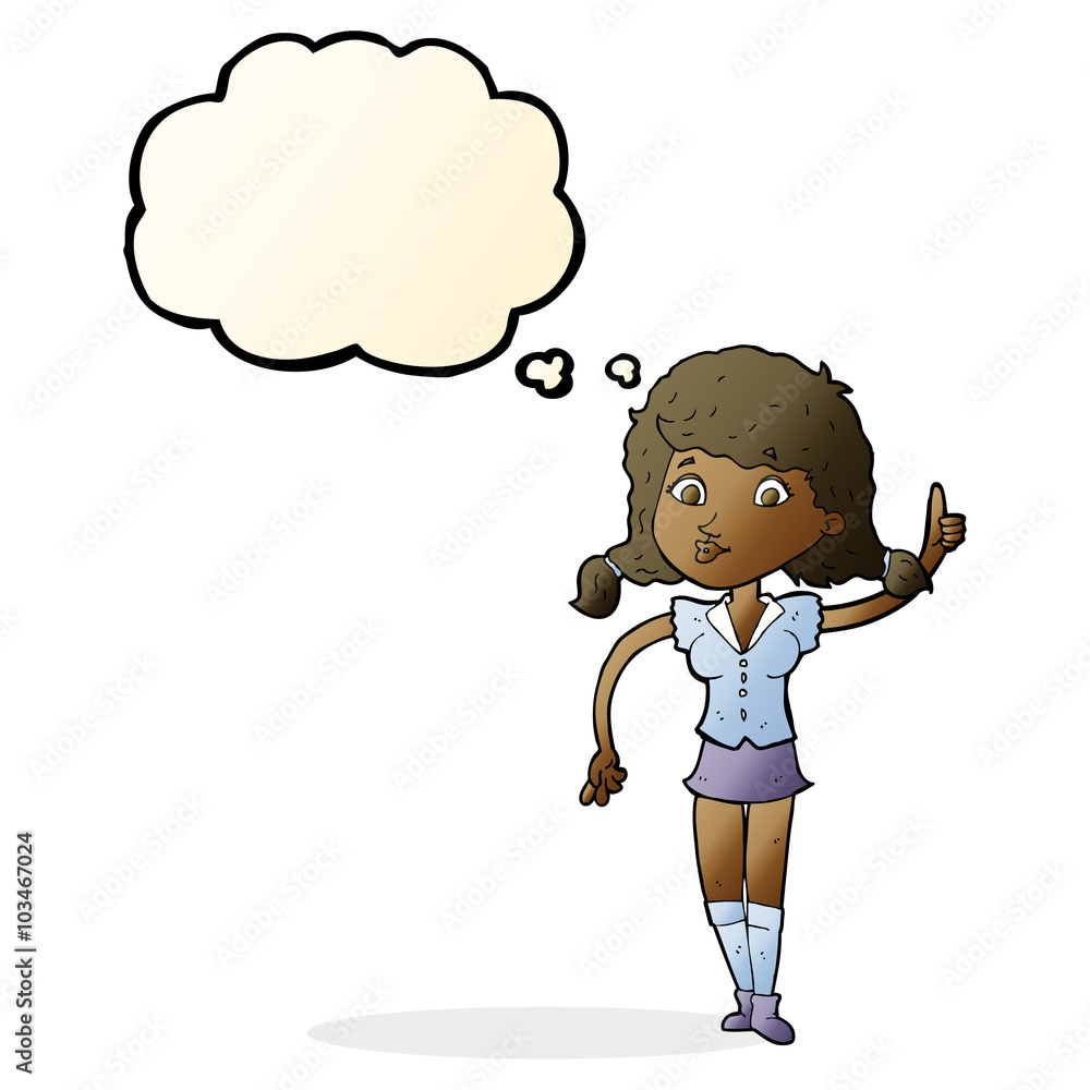 cartoon pretty woman with idea with thought bubble cartoon pretty woman with idea with thought bubble
