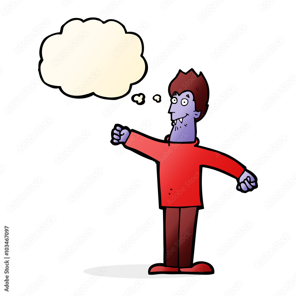 cartoon happy vampire with thought bubble cartoon happy vampire with thought bubble