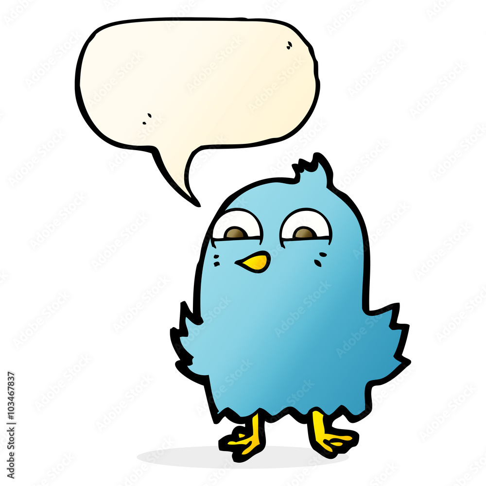 funny cartoon bird with thought bubble funny cartoon bird with thought bubble