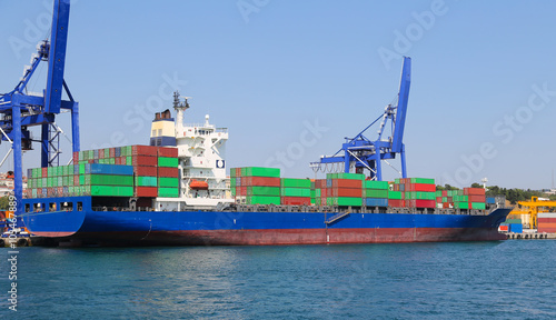 Container Ship is loading in a port