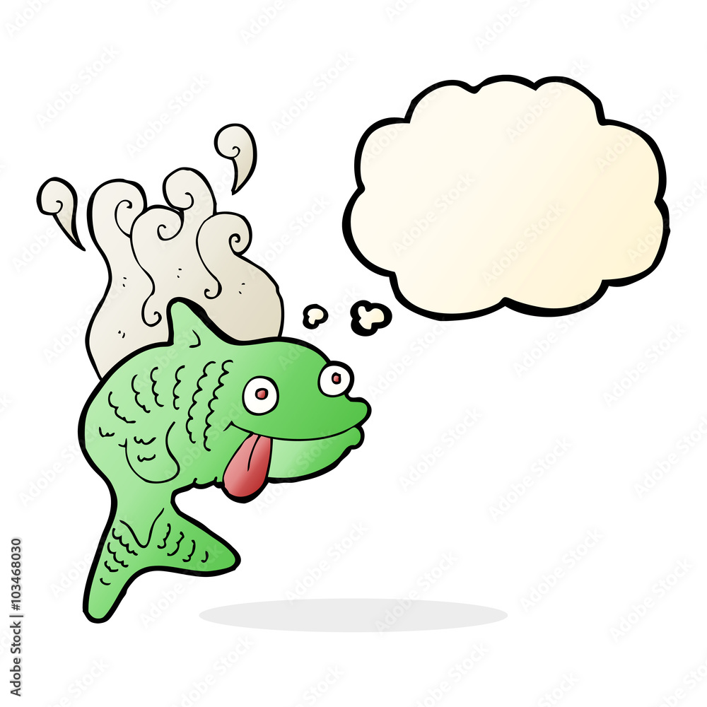 cartoon smelly fish with thought bubble cartoon smelly fish with thought bubble