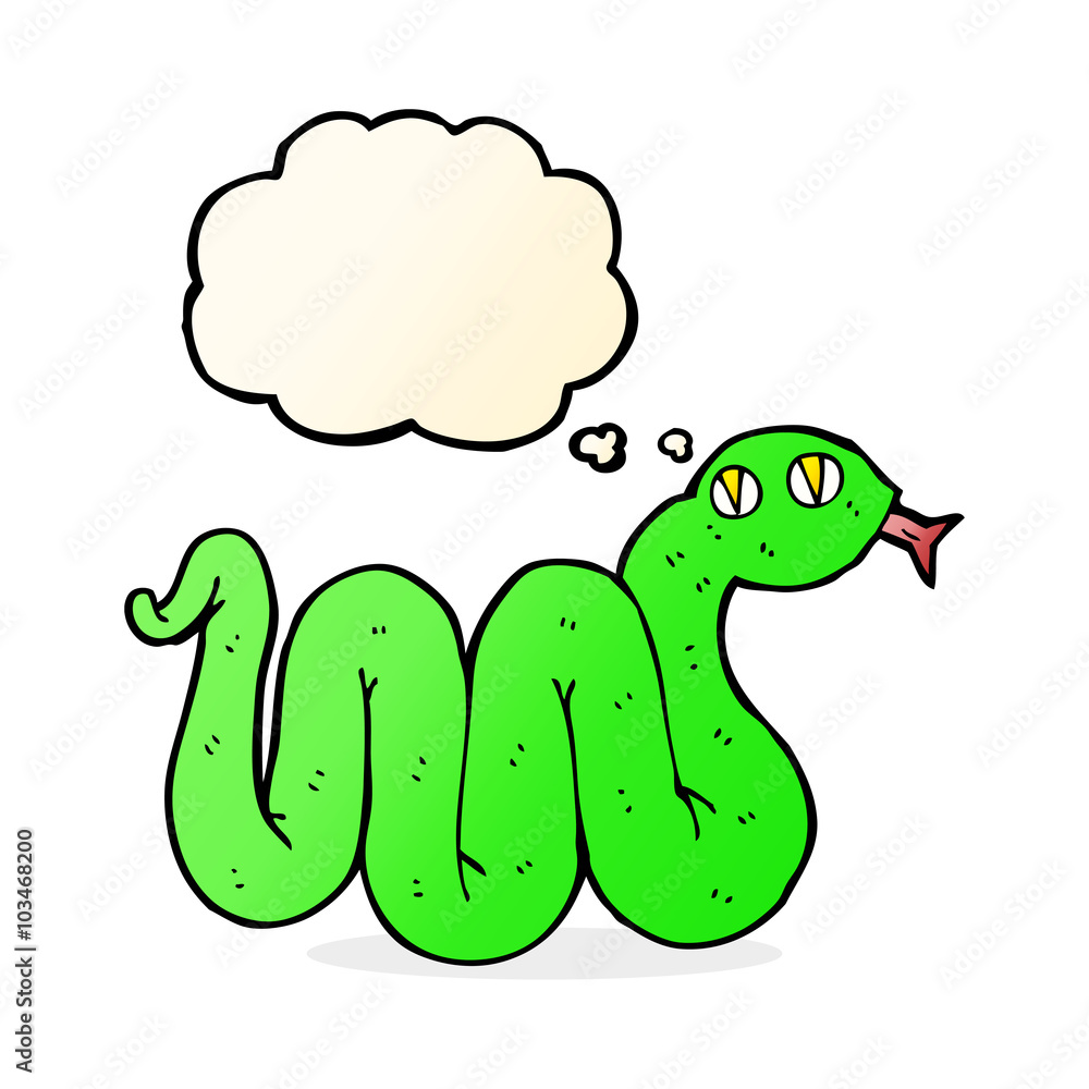 funny cartoon snake with thought bubble funny cartoon snake with thought bubble