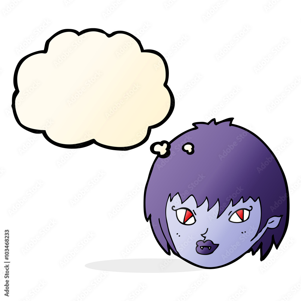 cartoon vampire girl face with thought bubble cartoon vampire girl face with thought bubble