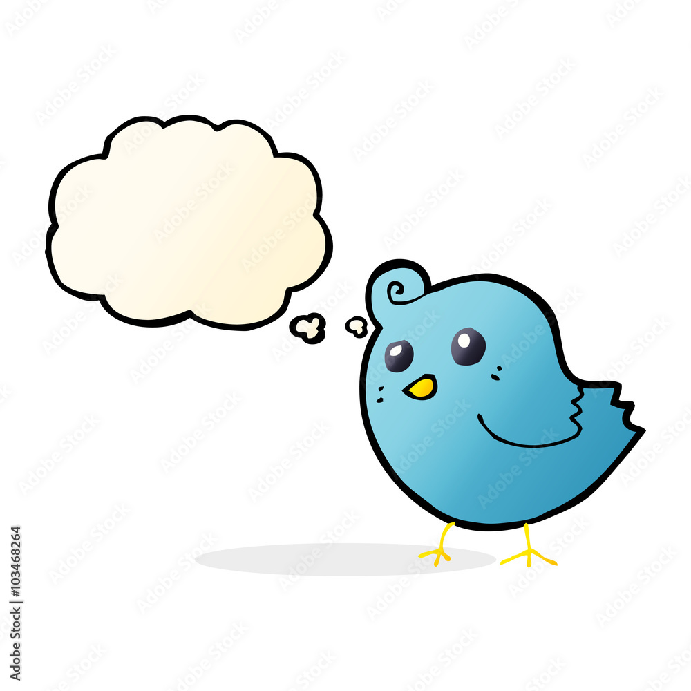 cartoon bird with thought bubble cartoon bird with thought bubble