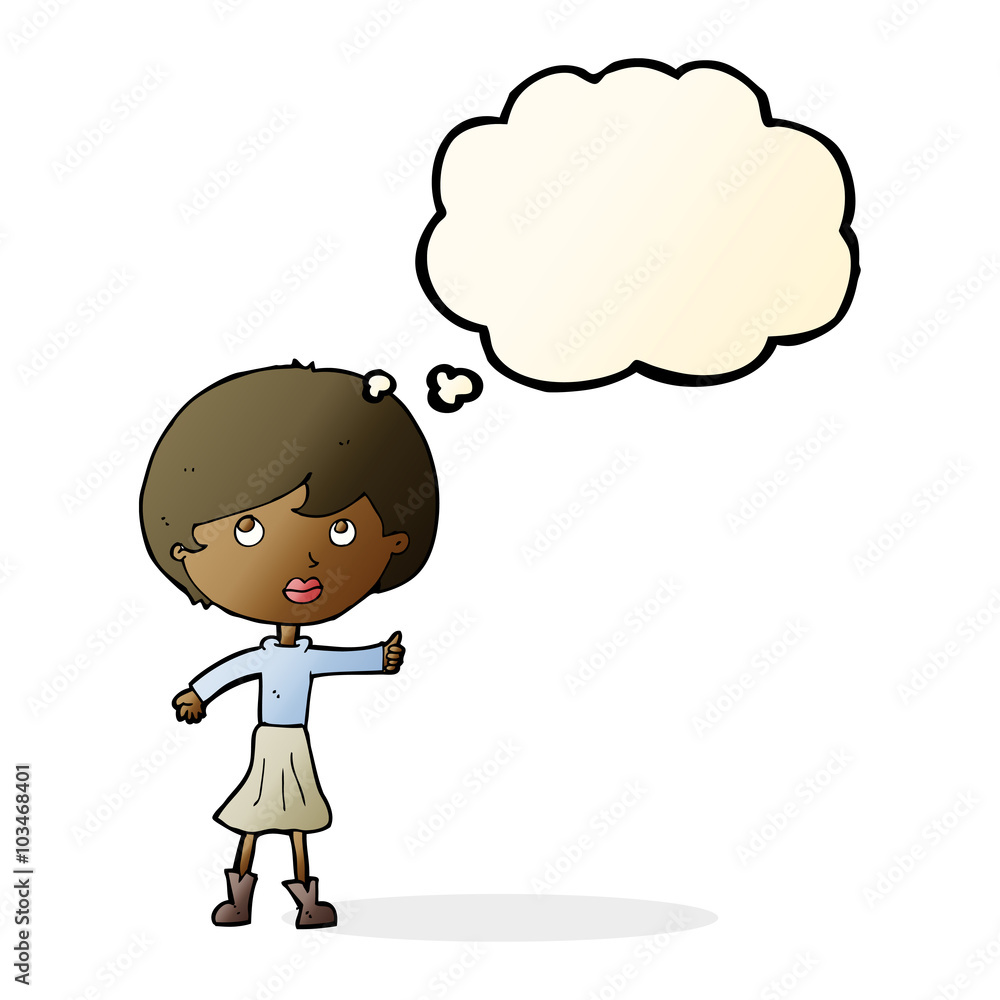 cartoon woman asking question with thought bubble cartoon woman asking question with thought bubble