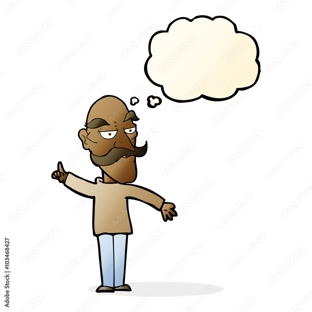 cartoon old man telling story with thought bubble cartoon old man telling story with thought bubble