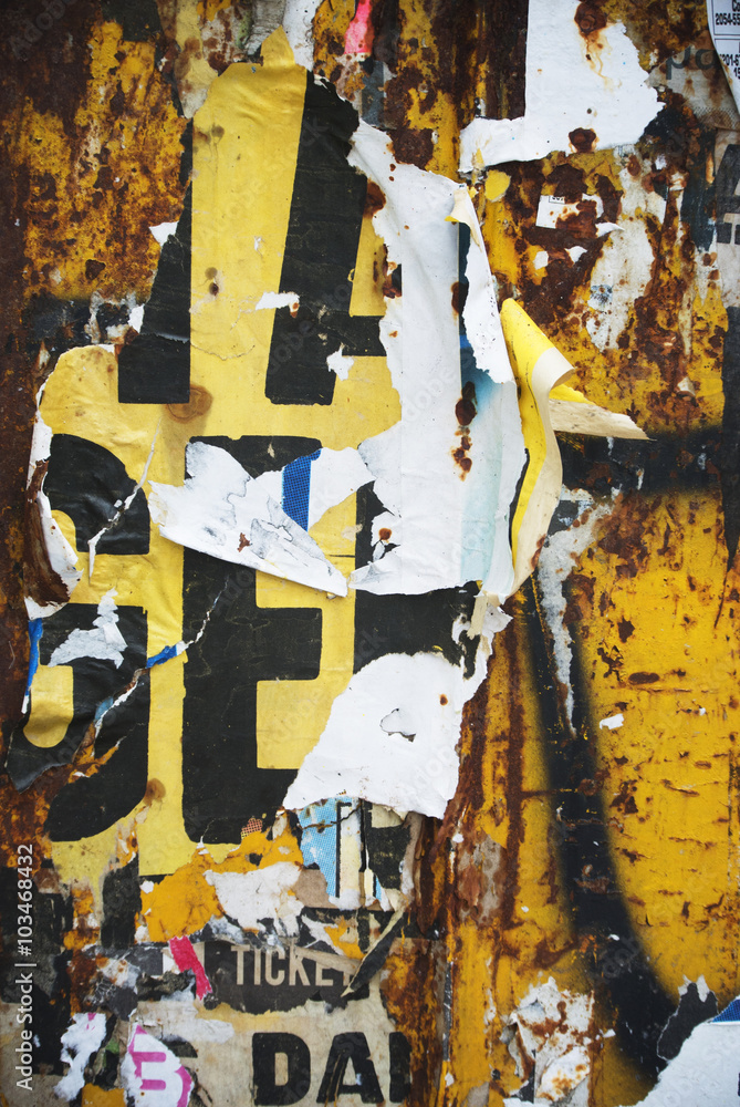 Fototapeta premium Random background collage paper typography texture on wall