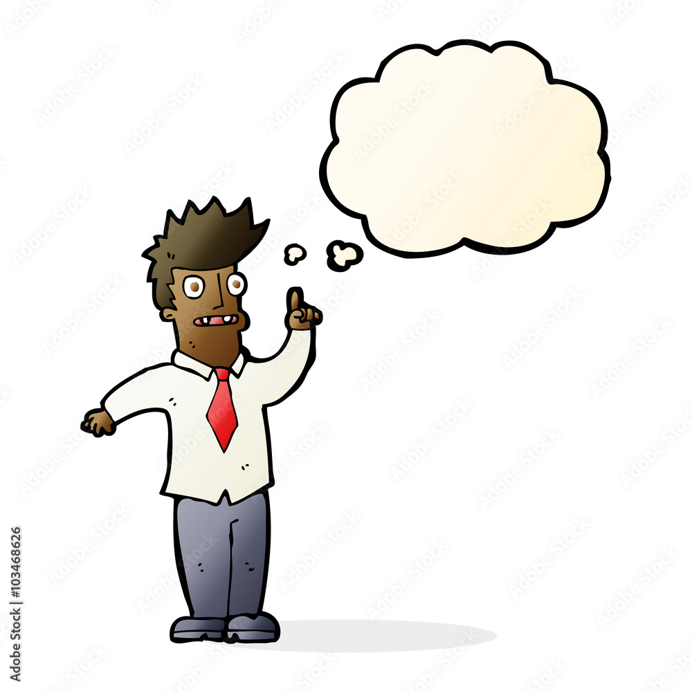 cartoon man with idea with thought bubble cartoon man with idea with thought bubble
