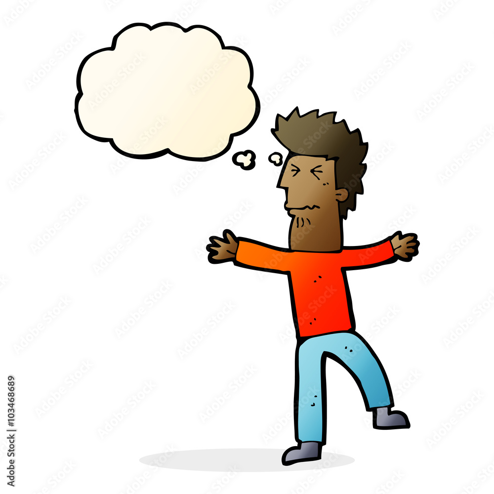 cartoon stressed man with thought bubble cartoon stressed man with thought bubble