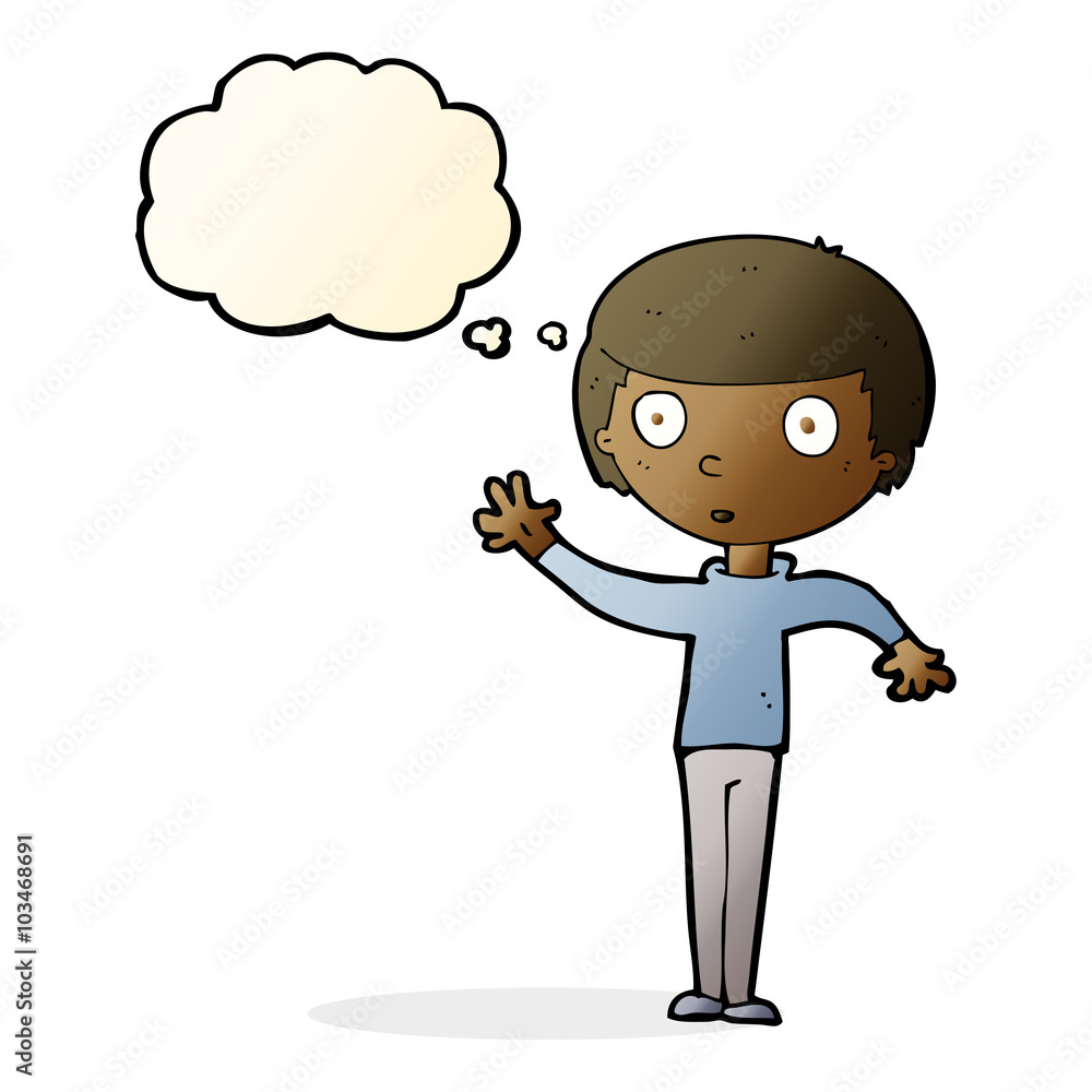 cartoon staring boy with thought bubble cartoon staring boy with thought bubble