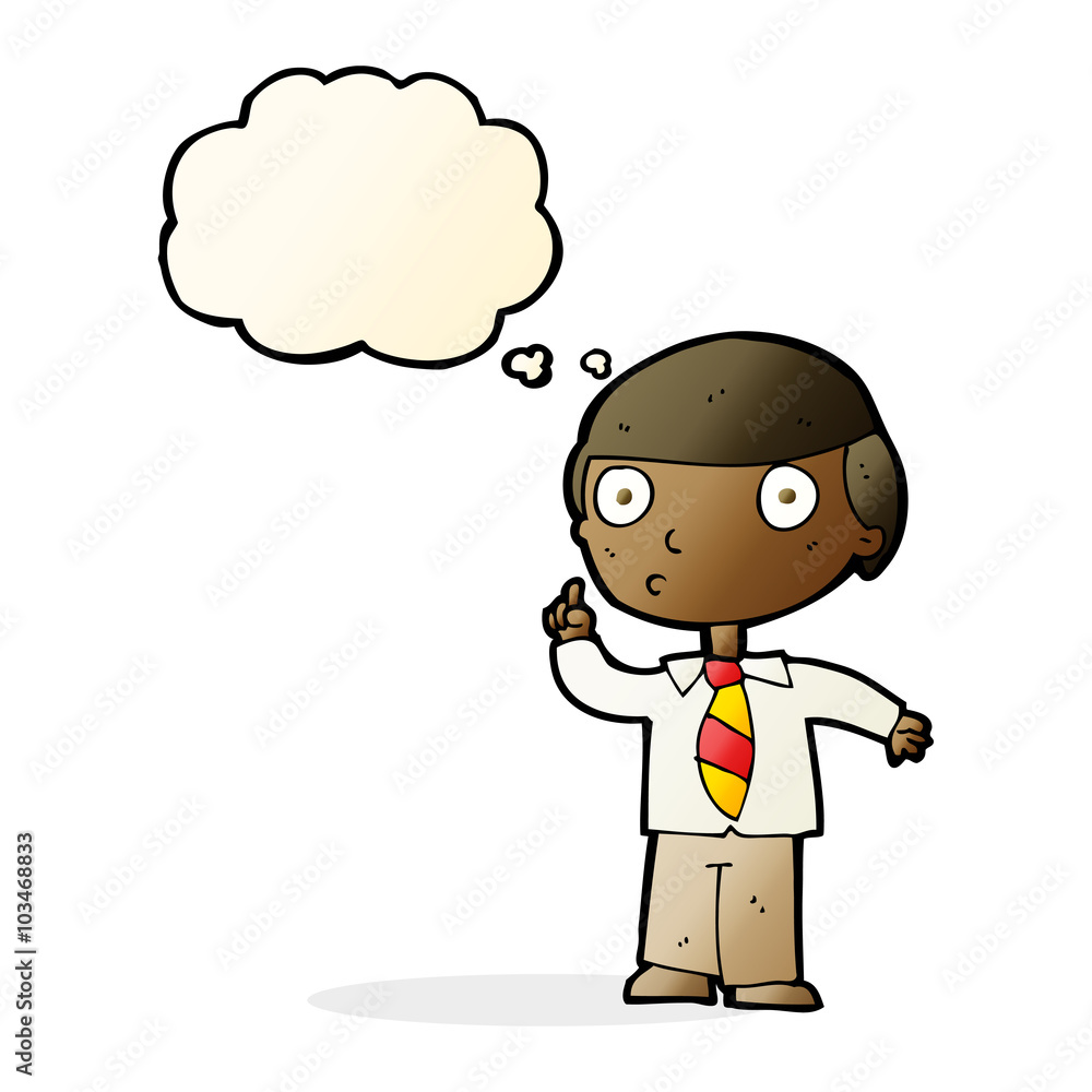cartoon school boy with thought bubble cartoon school boy with thought bubble