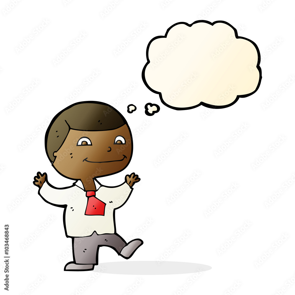 cartoon happy boy with thought bubble cartoon happy boy with thought bubble