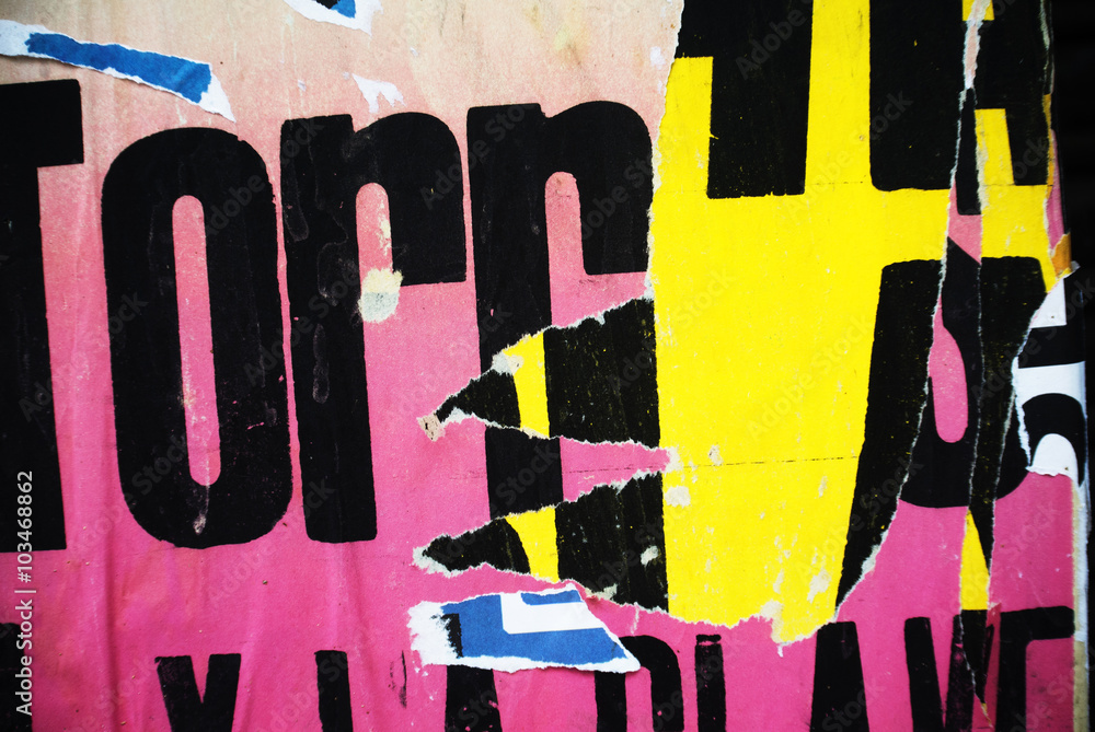 Random background collage paper typography texture on wall Stock Photo ...