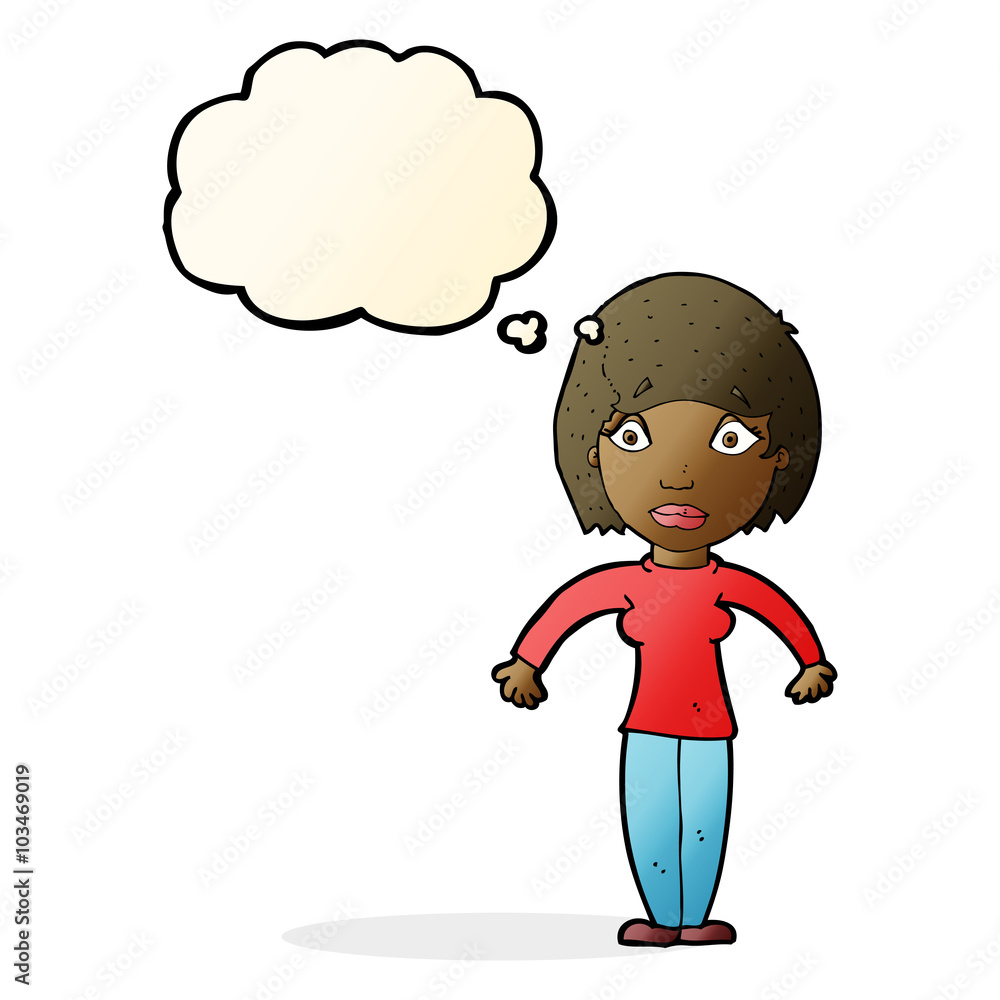 cartoon surprised woman with thought bubble cartoon surprised woman with thought bubble