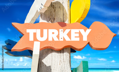 Turkey welcome sign with beach photo