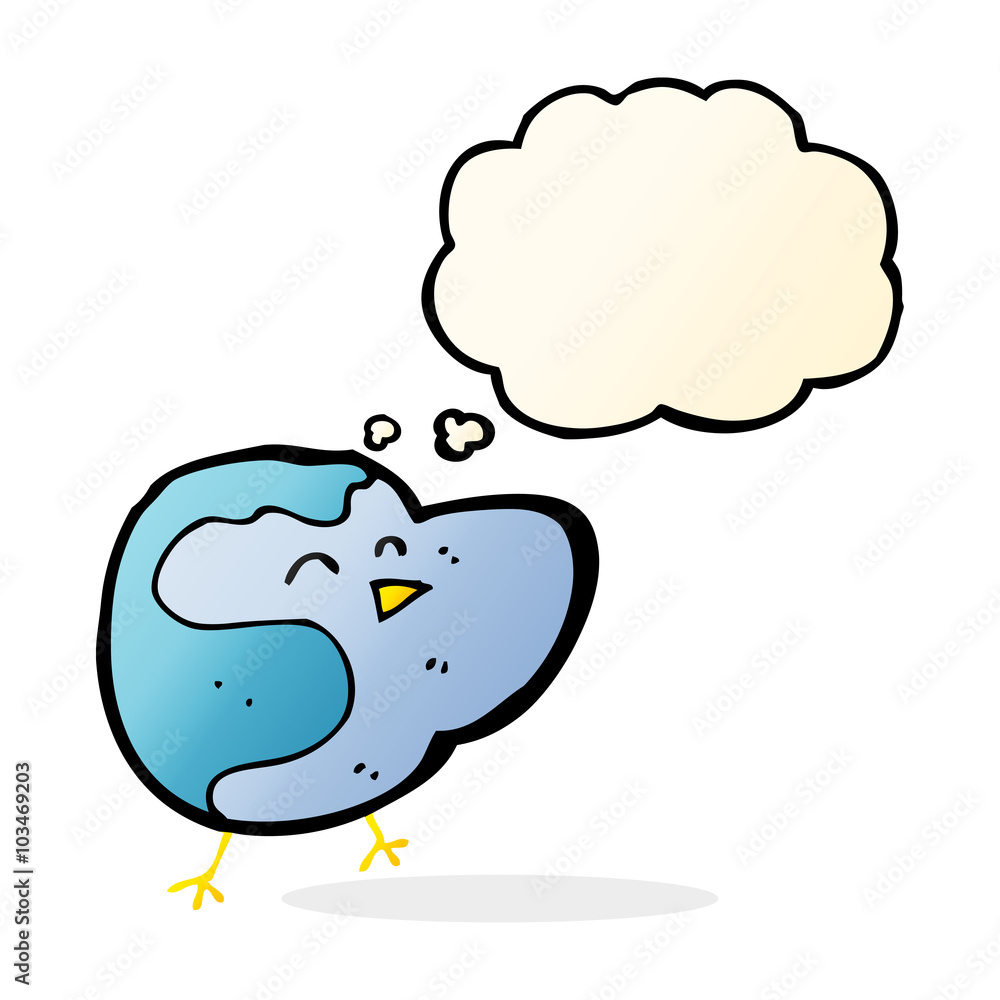 cartoon bird with thought bubble cartoon bird with thought bubble