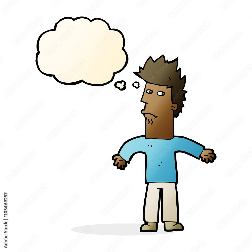 cartoon confused man with thought bubble cartoon confused man with thought bubble