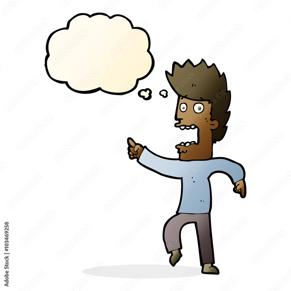 cartoon terrified man with thought bubble cartoon terrified man with thought bubble