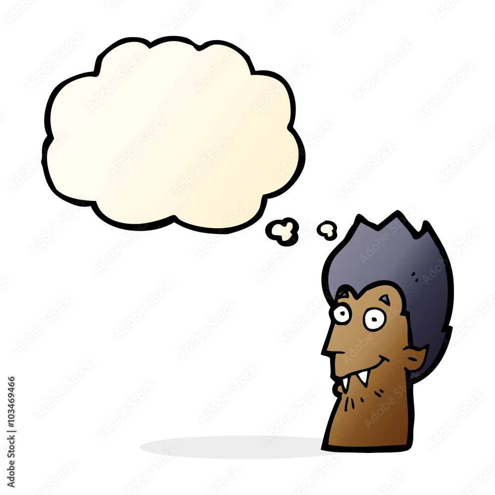 cartoon vampire head with thought bubble cartoon vampire head with thought bubble