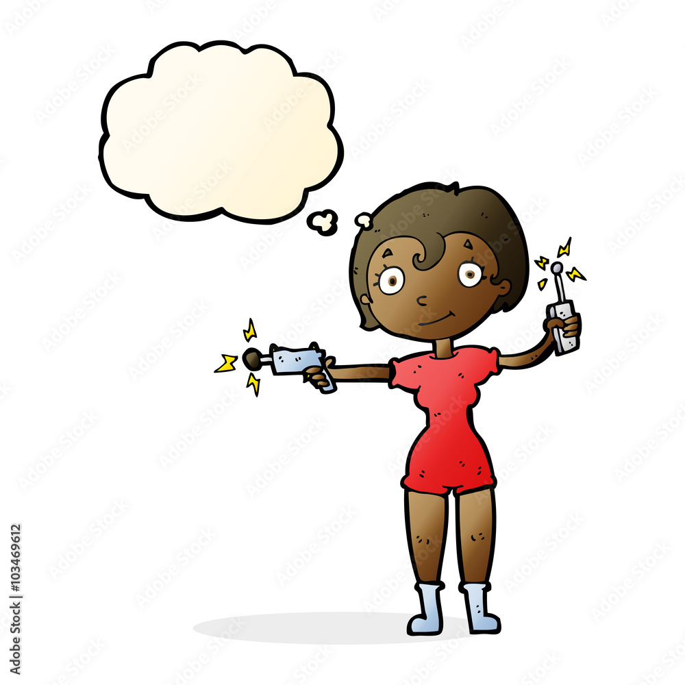 cartoon future space girl with thought bubble cartoon future space girl with thought bubble