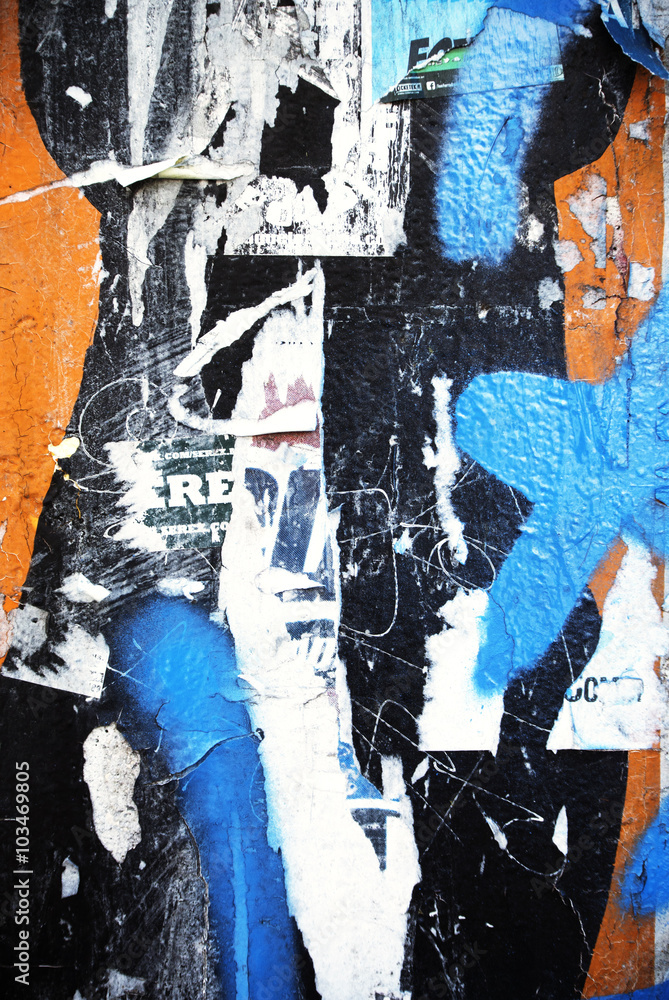 Fototapeta premium Random background collage paper typography texture on wall