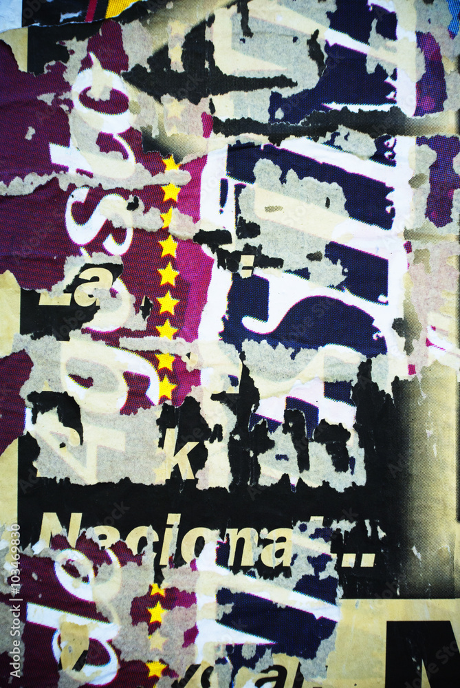 Fototapeta premium Random background collage paper typography texture on wall