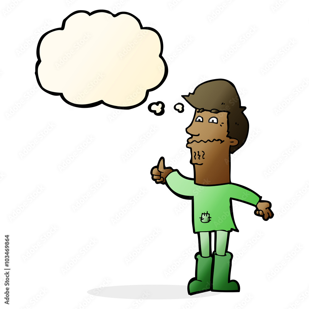 cartoon nervous man with thought bubble cartoon nervous man with thought bubble