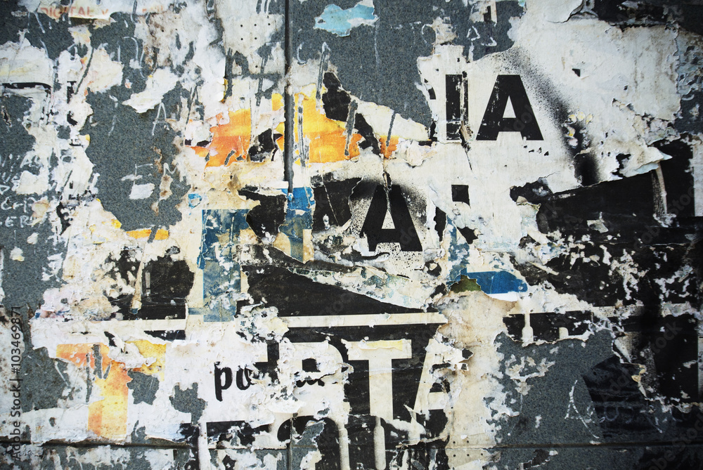 Fototapeta premium Random background collage paper typography texture on wall