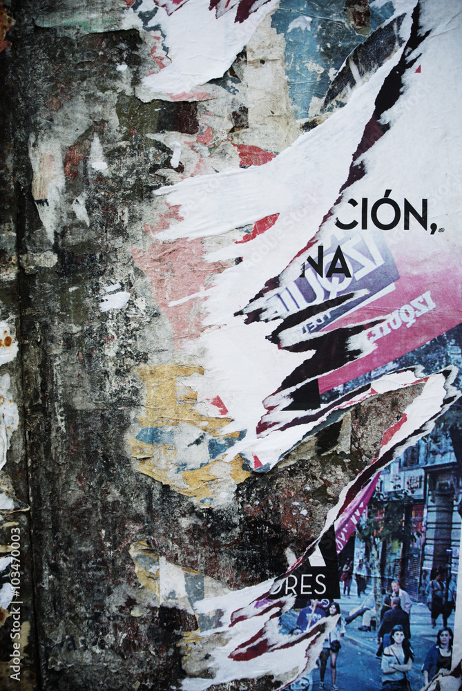 Fototapeta premium Random background collage paper typography texture on wall