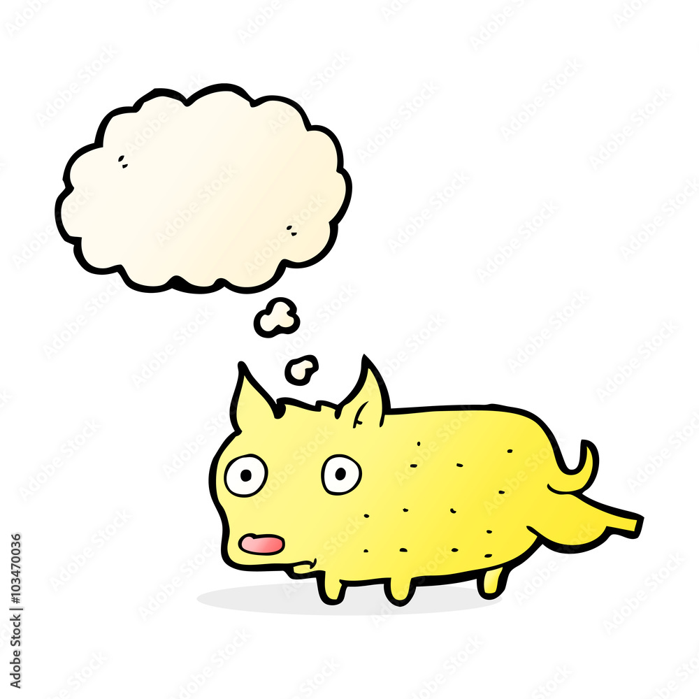 cartoon little dog cocking leg with thought bubble cartoon little dog cocking leg with thought bubble