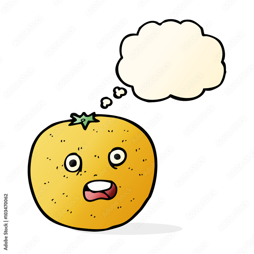 cartoon orange with thought bubble cartoon orange with thought bubble