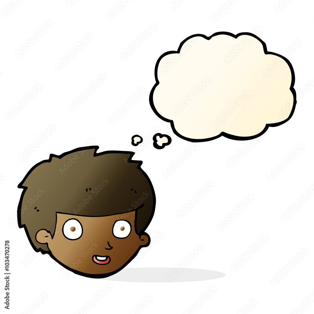 cartoon happy boy's face with thought bubble cartoon happy boy's face with thought bubble