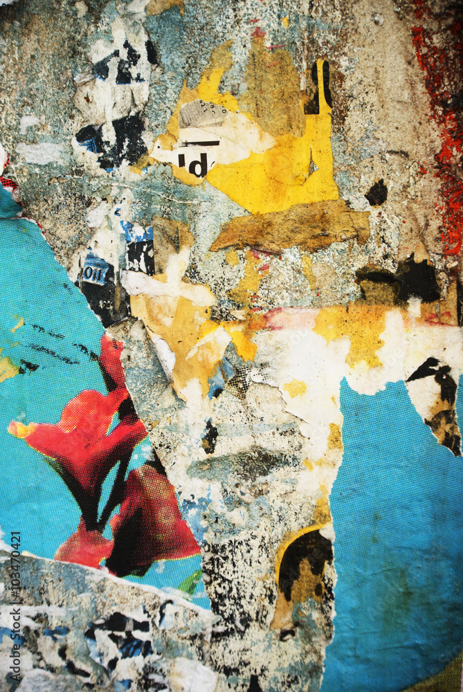 Fototapeta premium Random background collage paper typography texture on wall