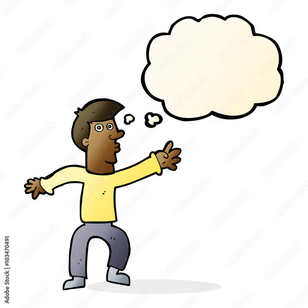 cartoon reaching man with thought bubble cartoon reaching man with thought bubble