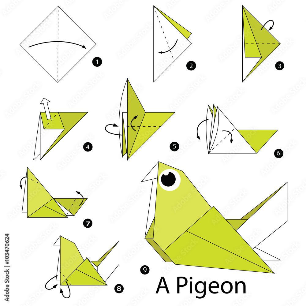 Step by step instructions how to make origami A Bird. Origami instructions anima