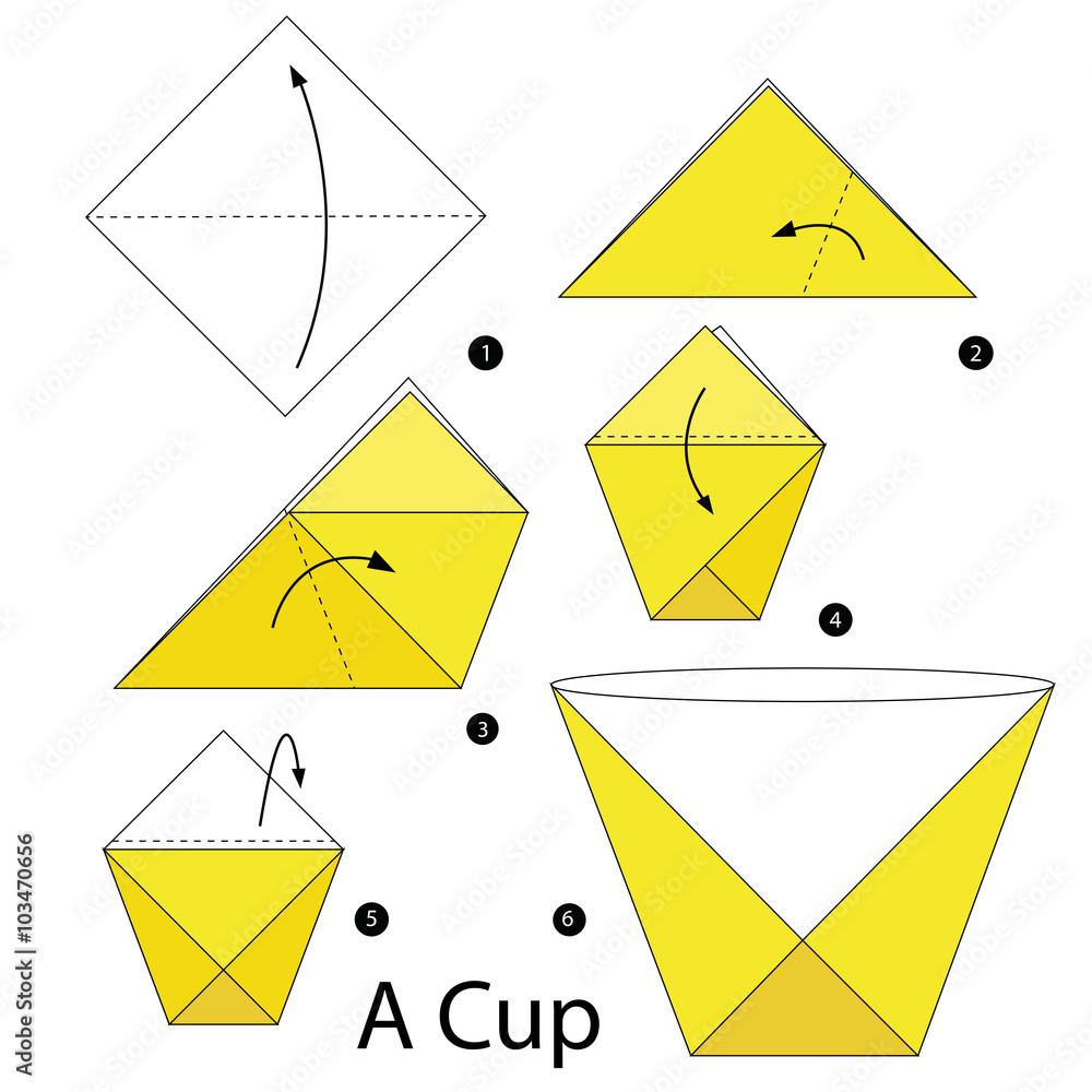 step by step instructions how to make origami A Cup. Stock Vector ...
