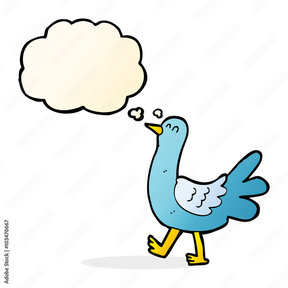 cartoon walking bird with thought bubble cartoon walking bird with thought bubble