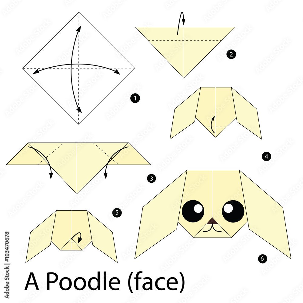 step by step instructions how to make origami dog. Stock Vector | Adobe ...