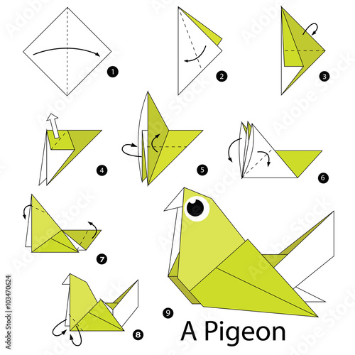 step by step instructions how to make origami A Bird.
