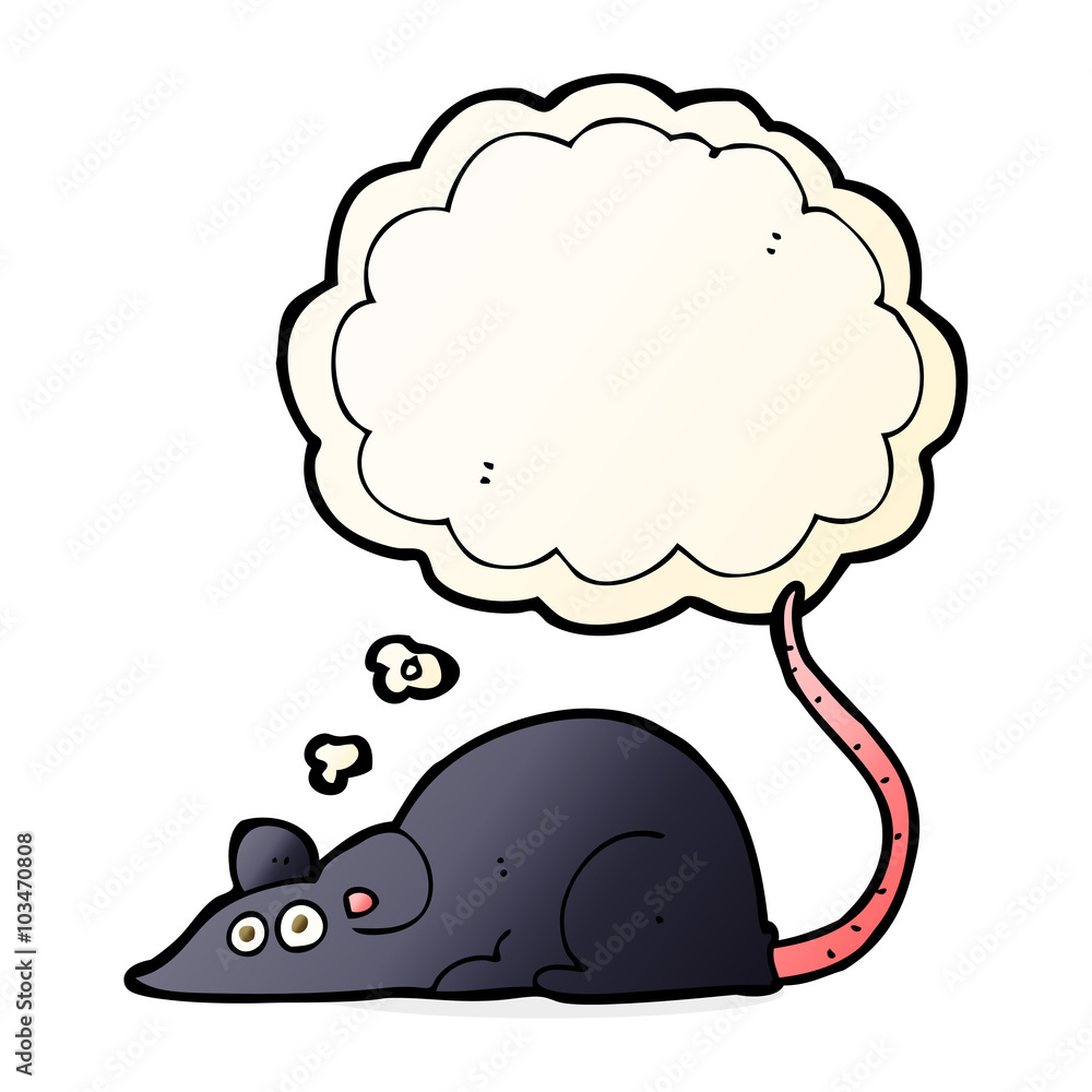 Fototapeta premium cartoon black rat with thought bubble